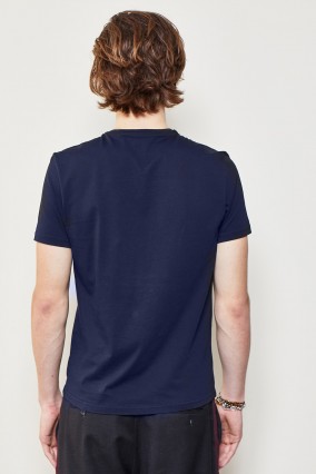 Erkek Lacivert Bisiklet Yaka 100% Organik Pamuk Basic Tişört