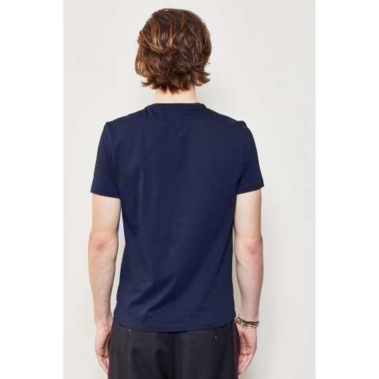 Men Dark Blue 100% Organic Cotton Round Neck Basic T-Shirt