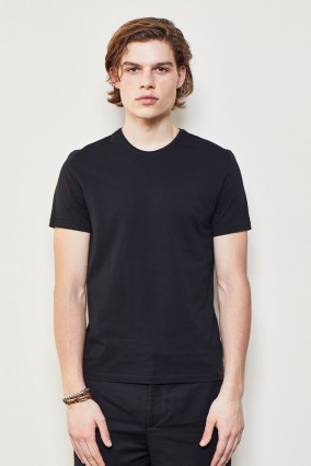 Erkek Siyah Bisiklet Yaka 100% Organik Pamuk Basic Tişört