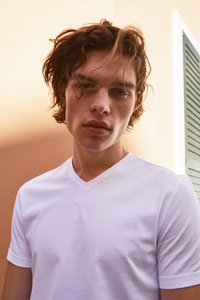 Erkek Beyaz V Yaka 100% Organik Pamuk Basic Tişört