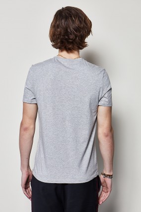 Erkek Gri V Yaka 100% Organik Pamuk Basic Tişört