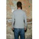 Men Grey 100% Organic Cotton Long Sleeve V Neck Basic T-Shirt