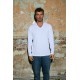 Men White 100% Organic Cotton Long Sleeve V Neck Basic T-Shirt