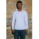 Men White 100% Organic Cotton Long Sleeve Round Neck Basic T-Shirt