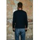 Men Dark Blue 100% Organic Cotton Long Sleeve Round Neck Basic T-Shirt