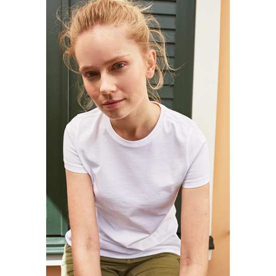 Women White 100% Organic Cotton Round Neck Basic T-Shirt