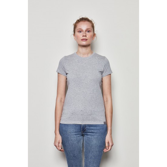 Women Grey 100% Organic Cotton Round Neck Basic T-Shirt