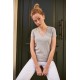 Women Grey 100% Organic Cotton V Neck Basic T-Shirt