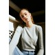 Women Grey 100% Organic Cotton Long Sleeve Round Neck Basic T-Shirt